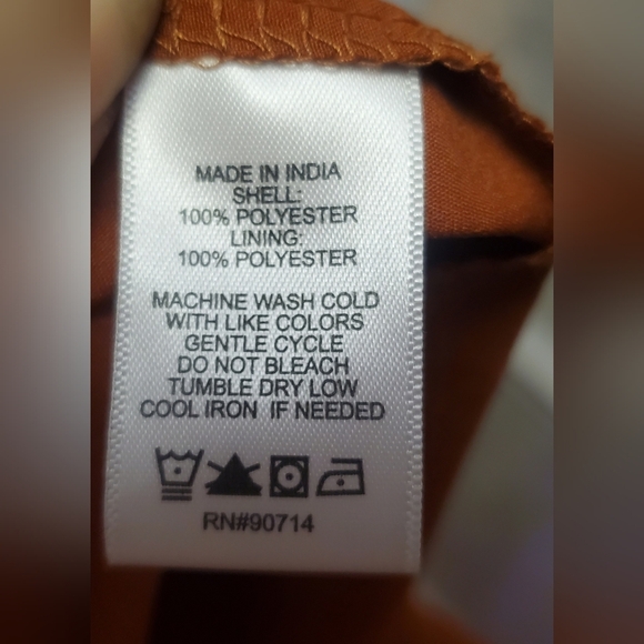 1. State Burnt Orange Long Sleeve Chiffon Mock Neck Dress Size XL - Picture 6 of 7